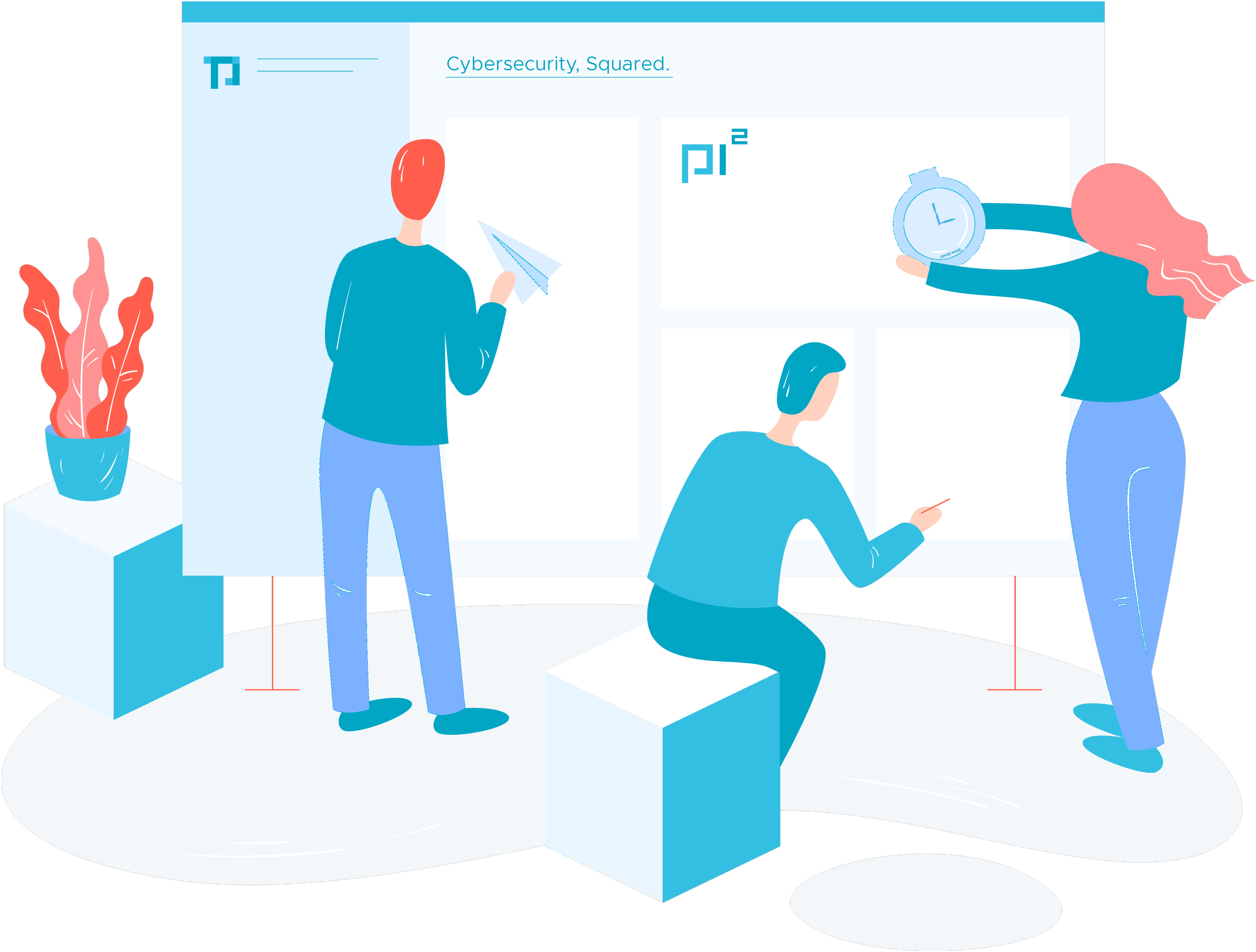 Cybersecurity, squared — Pi Squared illustration